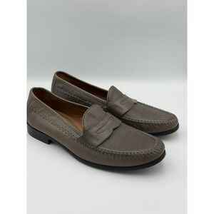 Domani Mens 12M Taupe Brown Leather Penny Loafers Dress Shoes Classic Slip On